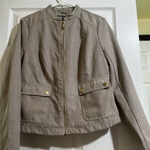 Kenneth Cole Reaction Beige Jacket with Gold Zipper